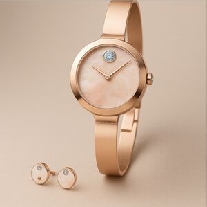 MOVADO BOLD Women's Stainless Steel Mother of Pearl watch. Hour Sale!!!